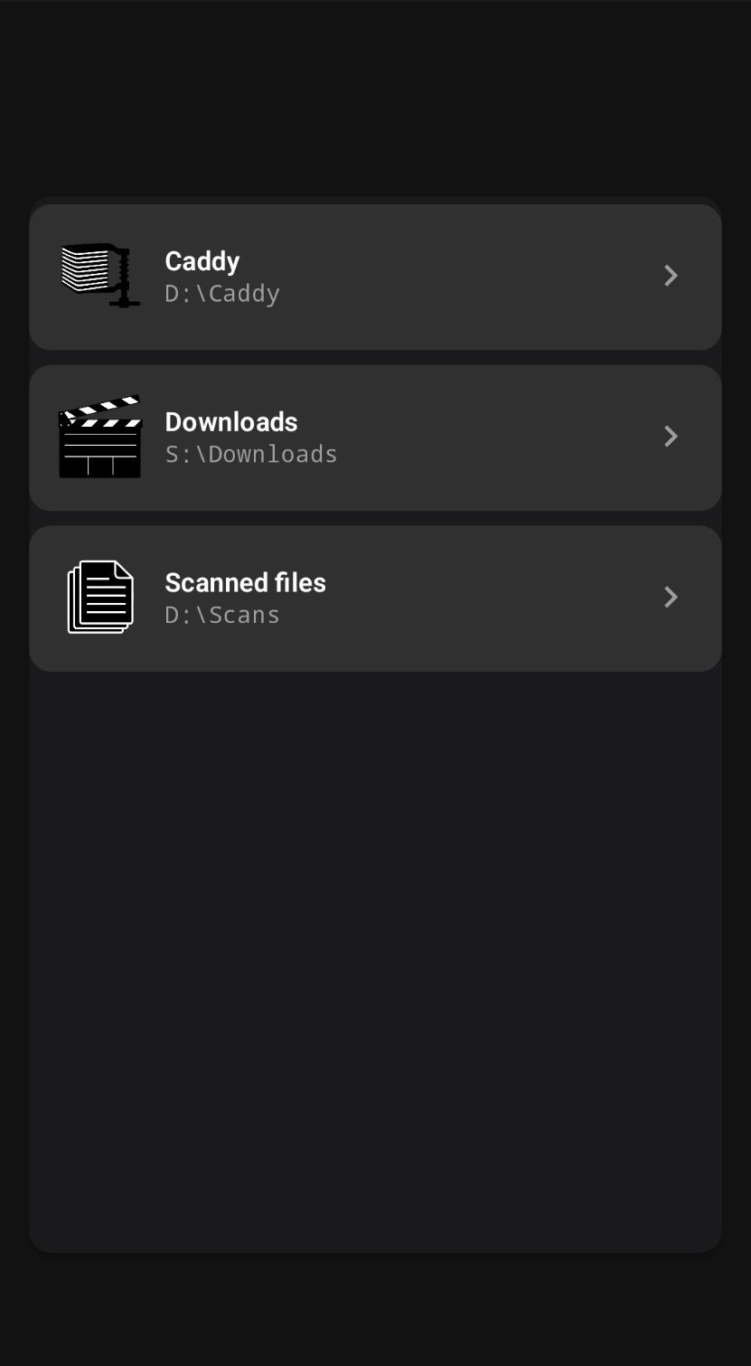 Library folders list